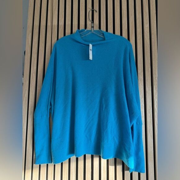 Anthropologie The Shea Oversized Boxy Cashmere Sweater by Maeve Neon Azure Skies - Picture 5 of 5